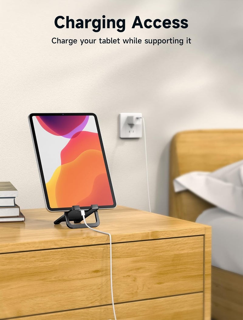 jsaux حامل لوحي عالمي، حامل لوحي محمول وقابل للطي للمكتب متوافق مع آيباد ميني/إير، سامسونج جالاكسي تاب، كيندل فاير، ROG Ally، آيفون وأجهزة لوحية أخرى - أسود - Image 4